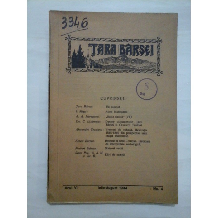 TARA BARSEI - Anul VI iulie-august 1934 No.4 TARA BARSEI - Anul VI iulie-august 1934 No.4